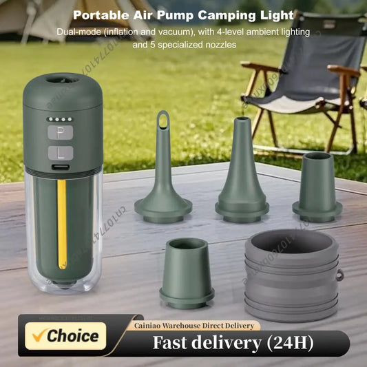 Electric Air Pump Inflate/Deflate 2000 MAh Battery & Camping Light Powerful Mini Air Mattress Pump 4.5kPa for Inflatables Peaceful Pleasures Health and Wellness