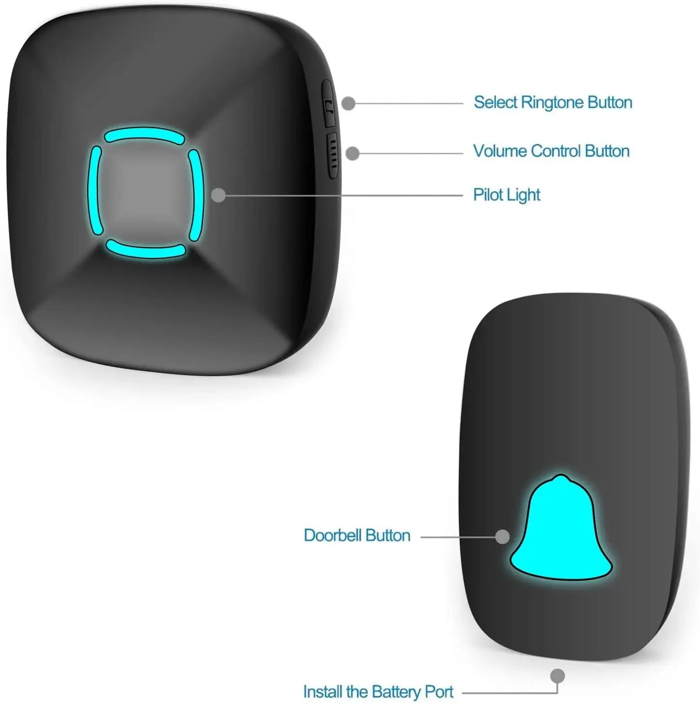 Waterproof Wireless Doorbell Kit with 36 Chimes, Adjustable Volume, 1000ft Range, LED Flash for Home Use Peaceful Pleasures Health and Wellness