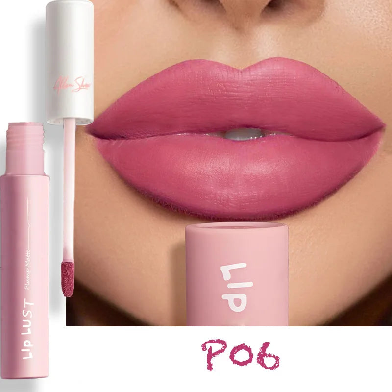 10-Color Matte Liquid Lipstick – Nude Pink & Red, Waterproof