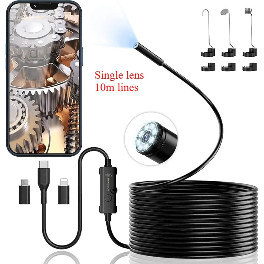 DUTRIEUX 10M HD Industrial Endoscope – 8 LEDs & Smartphone Ready