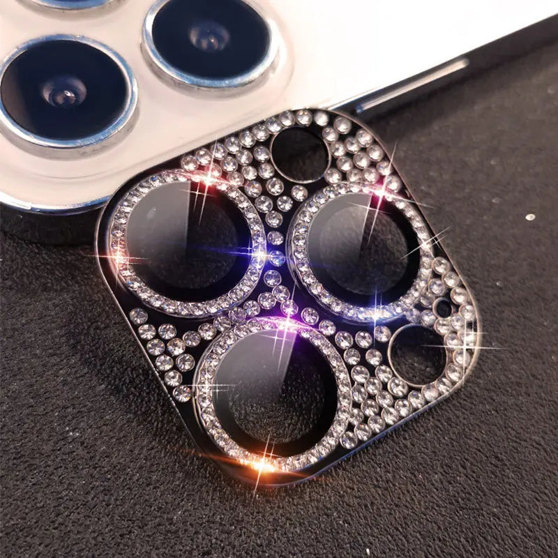 Diamond-encrusted Integrated Lens Film for iPhone15 16 ProMax Accessories Camera Protector for iphone12 13 14Pro Lens Protector Peaceful Pleasures Health and Wellness Black iPhone 17