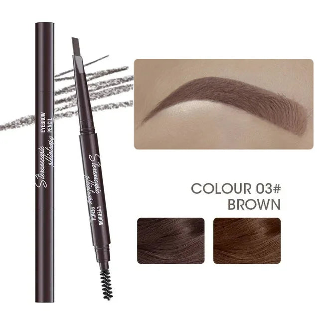Natural Brown Waterproof Eyebrow Pencil Ultra-fine Triangle Precise Brows Cream With Brush Lasting No Blooming Rotatable Makeup Peaceful Pleasures Health and Wellness 03