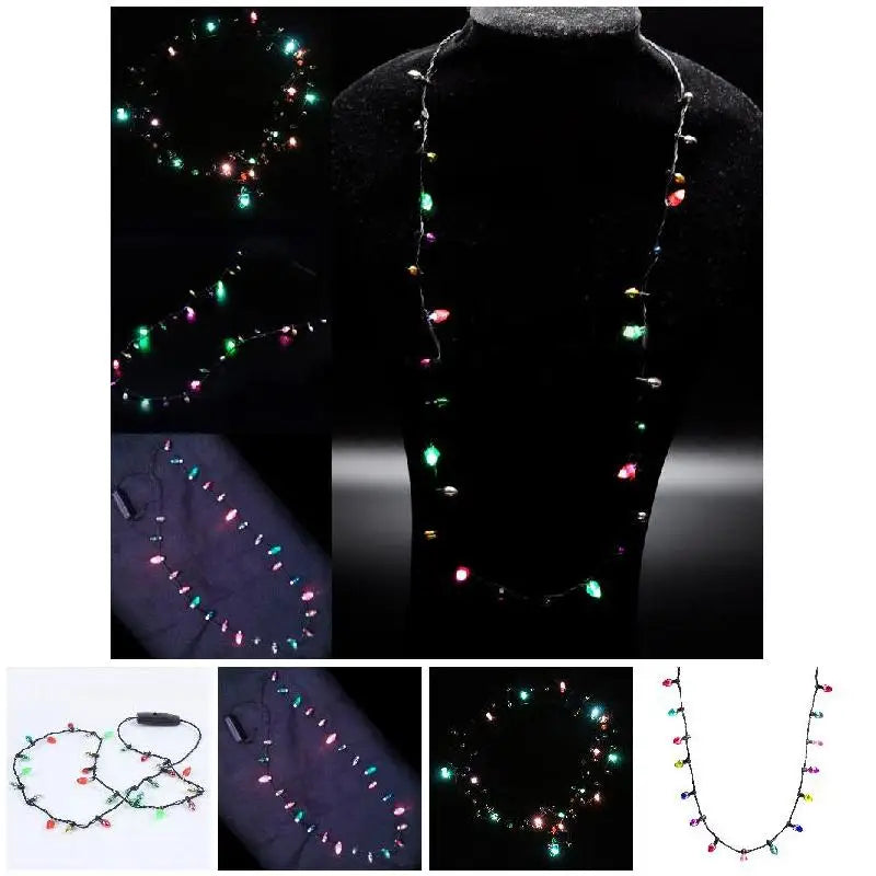 1 Pcs Mini Flashing Light-up Blinking Christmas Lights Costume Necklace 8 LED Bulbs Peaceful Pleasures Health and Wellness