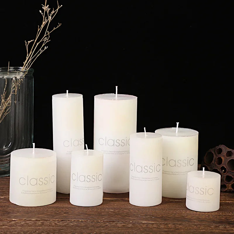 Classic European Ivory White Large Candle Smokeless and Odorless Romantic Wedding Hotel Decoration Festival Supplies Peaceful Pleasures Health and Wellness