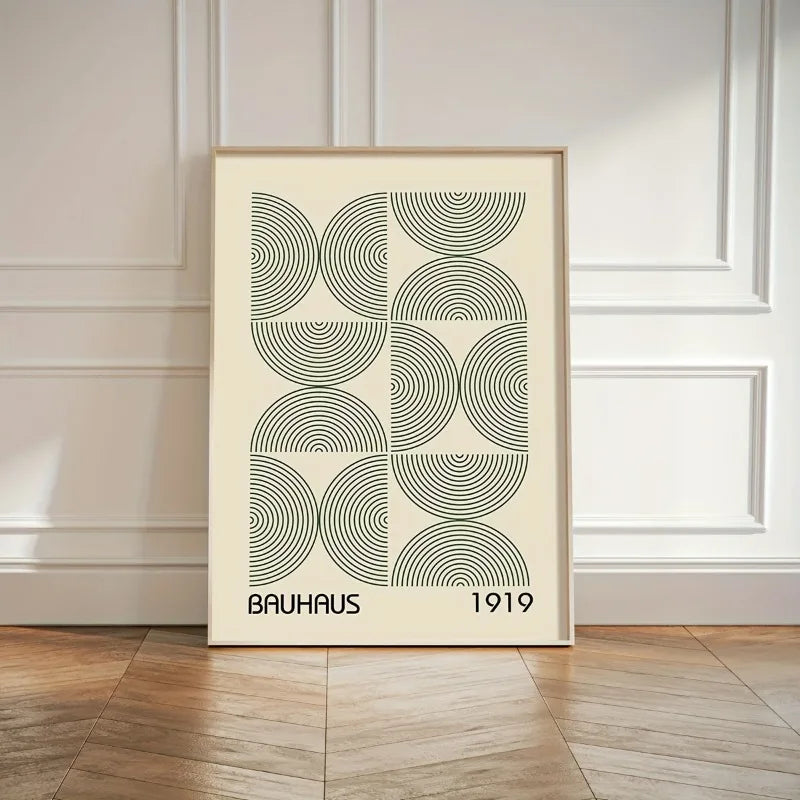 3pcs Bauhaus Geometric Wall Art Prints, Minimalist Modern Posters, Mid-Century Artwork Unframed Canvas Art Set for Living Room Peaceful Pleasures Health and Wellness