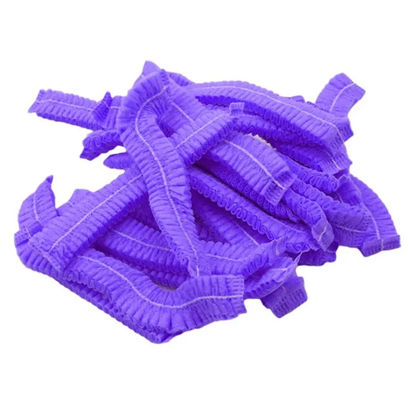 100pcs/Pack Disposable Bathing Cap Hair Head Covers Net Bouffant Dustproof Anti Dust Caps Breathable Shower Bathing Hats Kitchen Peaceful Pleasures Health and Wellness Purple
