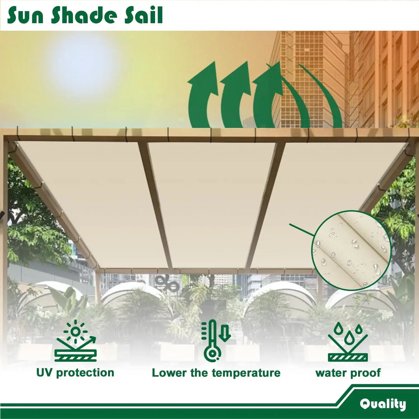 Rectangle Sun Shade Sail with Grommets | UV Block Canopy