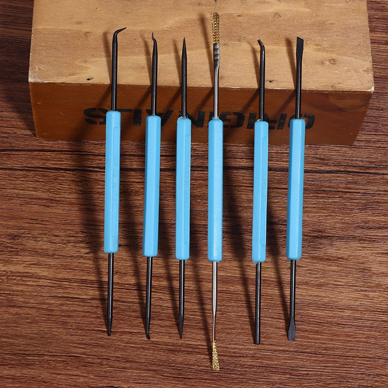 6PCS Blue Desoldering Aid Tool PCB Cleaning Repair Tool Soldering Aid Tool Set Circuit Boards Soldering Aid Tools Set Peaceful Pleasures Health and Wellness