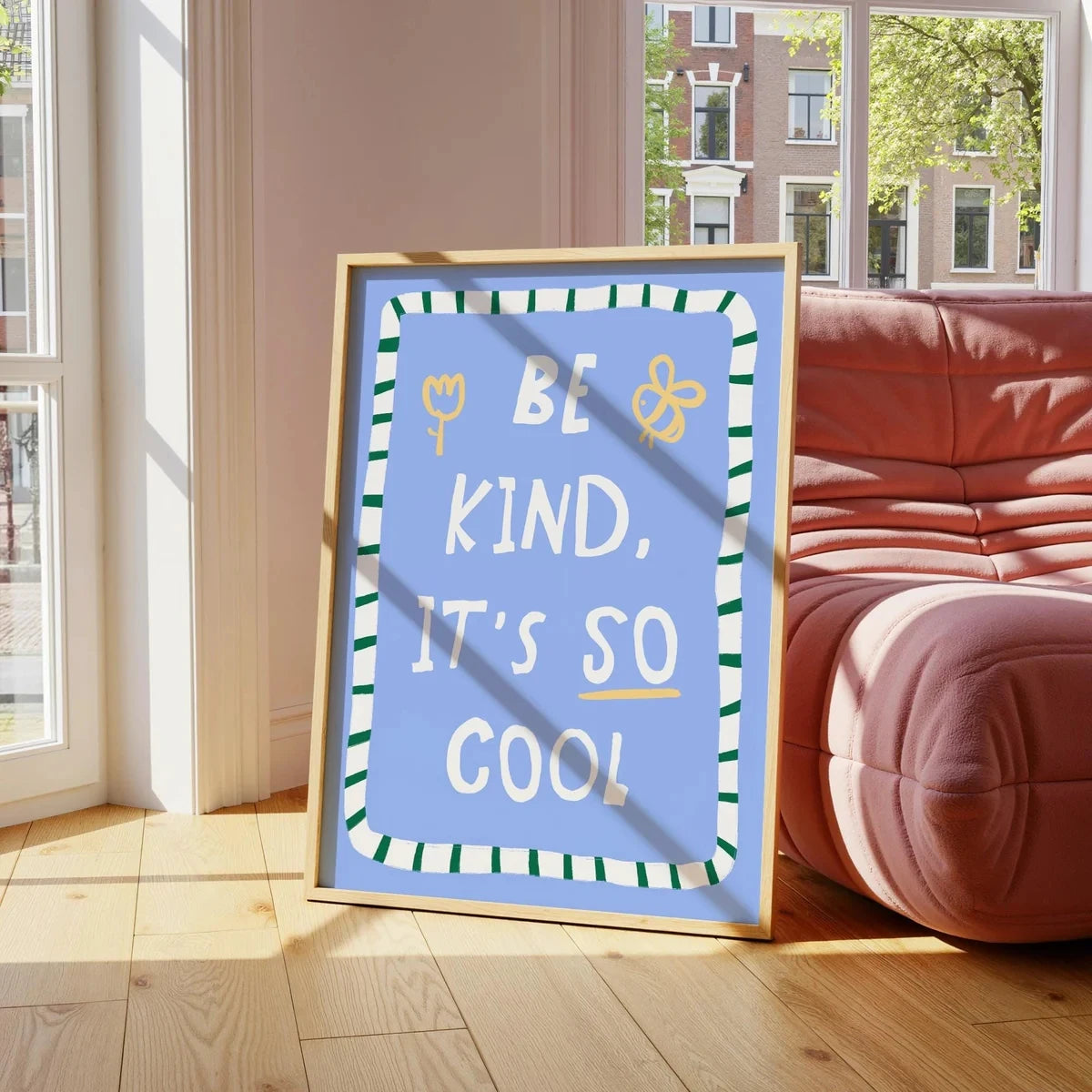 Be Kind It's So Cool Cartoon Canvas Wall Art Print | Kids Decor