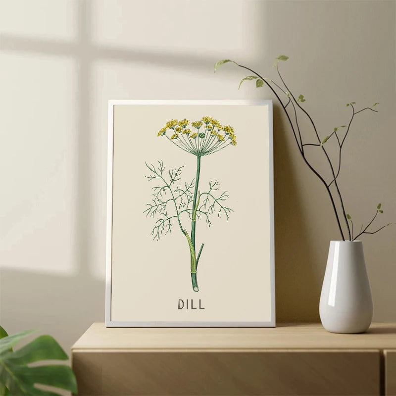 Vintage Botanical Herb & Flower Canvas Wall Art Poster Canvas Wall Art Peaceful Pleasures Health and Wellness
