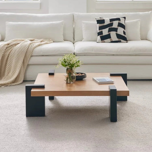 Square Luxury Coffee Table Solid Wood Walnut Designer Small Coffee Table Living Room Black Mesa De Centro Sala Home Furniture Peaceful Pleasures Health and Wellness Log color