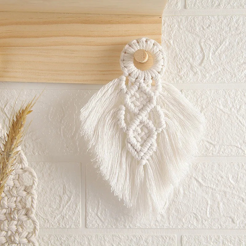 1PCS Bohemian Cotton Rope Wall Hanging, Handwoven Macramé Tapestry Home Decor Wall Art Cotton Handmade Door Handle Hanging Boho Peaceful Pleasures Health and Wellness