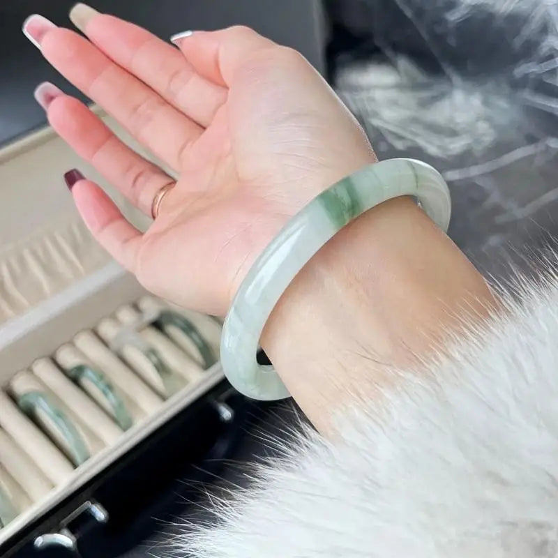 Imitation Jade Glass Bangle | Ice Transparent Women's Bracelet