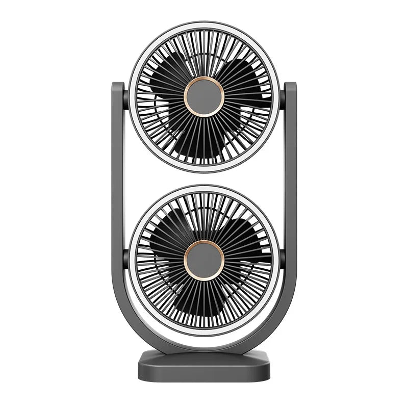 Double-Head USB Desktop Fan – 5-Speed Remote | Office & Camping