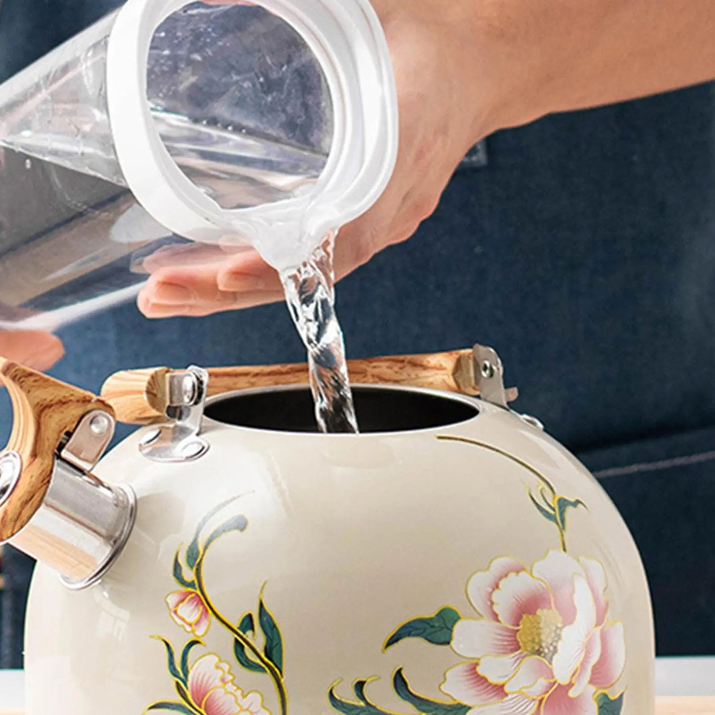 3L Vintage Floral Tea Kettle Stove Top Safe Teapot with Handle Retro Kitchen Kettle for Home Decor, Housewarming Gift Peaceful Pleasures Health and Wellness