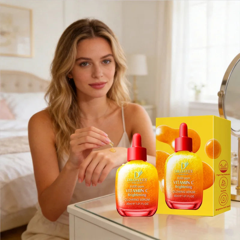 30ml Vitamin C Brightening Glowing Serum Four Seasons Skincare Moisturizing Facial Care Suitable for Men and Women Portable Peaceful Pleasures Health and Wellness