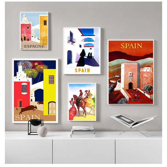 Travel to Spain Vintage Canvas Wall Poster | Pop Art Print Canvas Wall Poster Peaceful Pleasures Health and Wellness