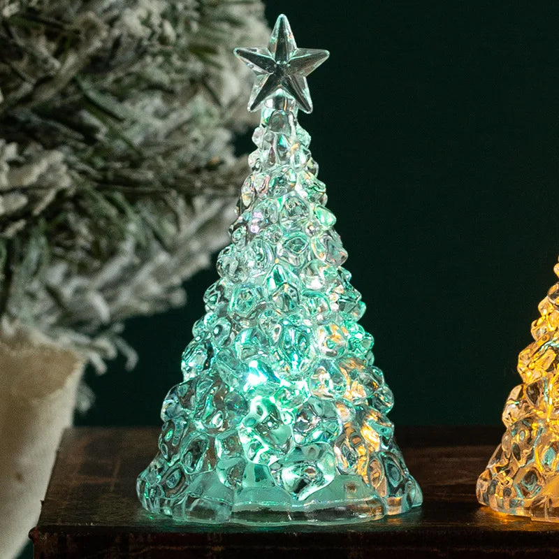 Crystal Christmas Tree Night Light | Battery Powered Star Design