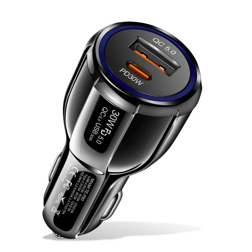 60W Dual-Port QC5.0 + PD Car Charger | Fast Charging USB Car Charger Peaceful Pleasures Health and Wellness A
