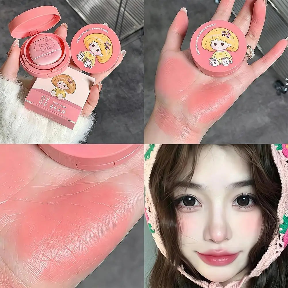 Peach Cushion Blush Natural Pure Pink Orange Hydrating Matte Blush Lasting Moisturizing Face Rouge Disc With Air Cushion Mirror Peaceful Pleasures Health and Wellness