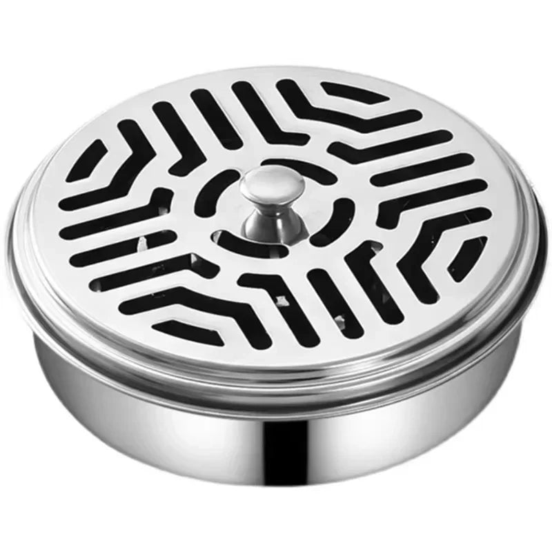 1/2pc Stainless Steel Mosquito Coils Holder round Tray with Cover Easy to Clean Anti-Mosquito Supplies for Outdoor Picnic Travel Peaceful Pleasures Health and Wellness 1pc