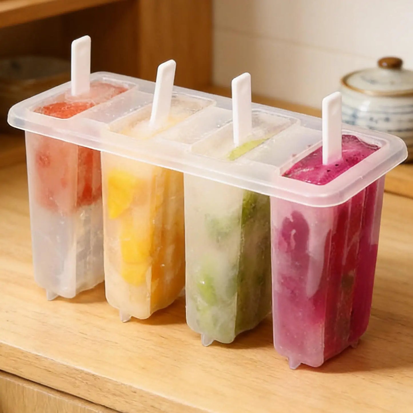 4-Cavity Popsicle Mold with Lid – DIY Ice Cream & Ice Pop Tray