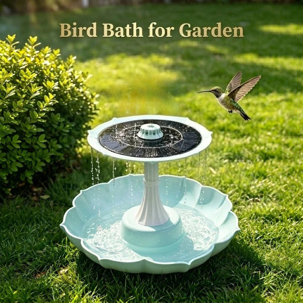 2.8W Solar Fountain Dual-Tier Bird Bath & Garden Feeder