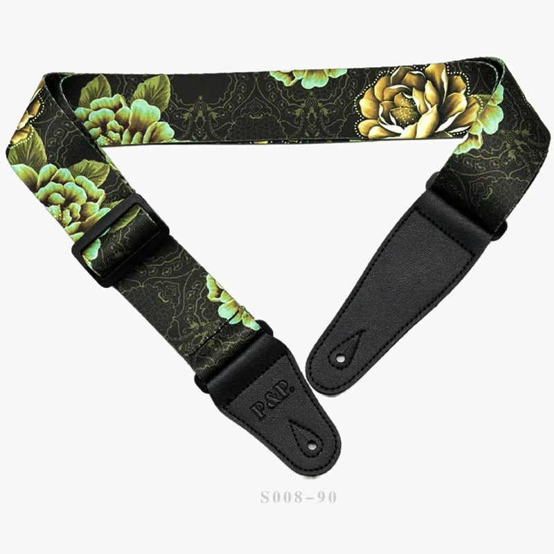 PP Guitar Strap Ethnic Sunflower Flower Musical Instrument