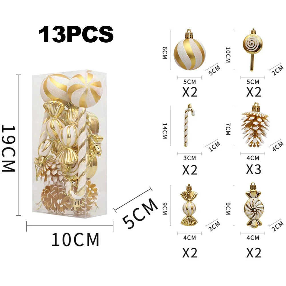 13-Piece Christmas Candy Ornaments Set with Ribbons