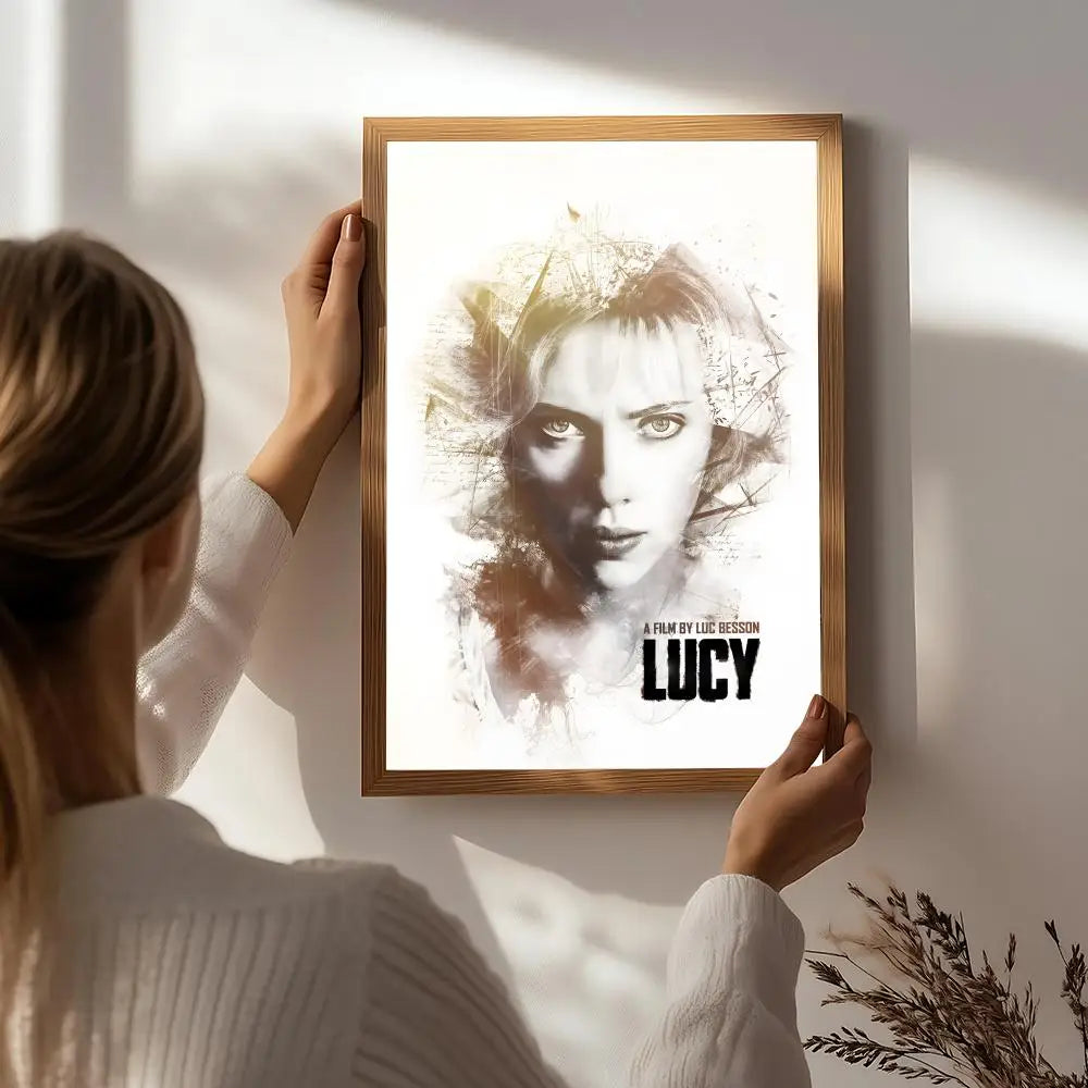 Movie L-Lucy Poster HD Self Adhesive Waterproof Wall Art Ideal for Home Office Dorm Bedroom Great Gift Peaceful Pleasures Health and Wellness White4 15X20cmNoframe