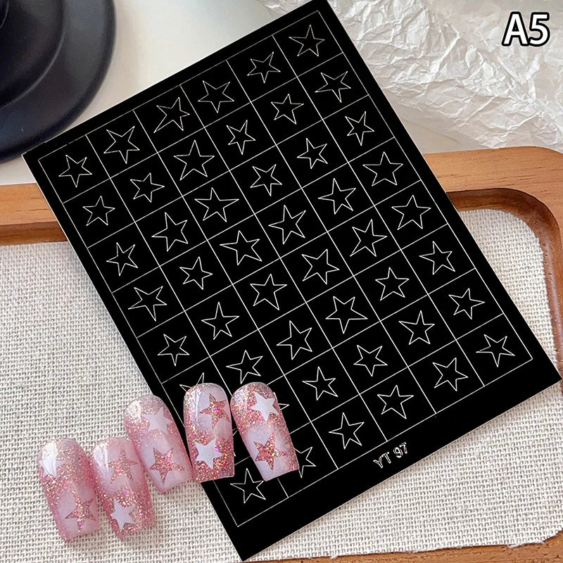 Airbrush Stencil For Nails Heart Bow Stars Pattern Hollow Nail Sticker Templates For French Manicure Tips Nail Design Peaceful Pleasures Health and Wellness A5
