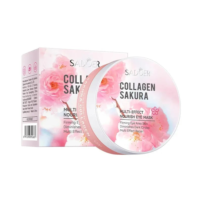 60pcs SADOER Sakura Collagen Eye Mask Anti Dark Circles Eyes Bags Removal Moisturizing Firming Eye Patches Skin Care for Eyes Peaceful Pleasures Health and Wellness Default Title