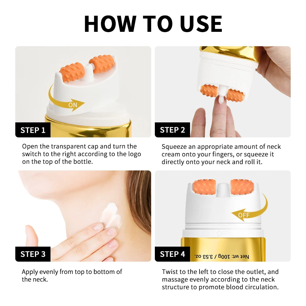 AH-8 Firming Lifting Neck Cream Deep Moisturizing Firms Neck Loose Skin Roller Design Smooth Fine Lines Wrinkles Neck Cream Peaceful Pleasures Health and Wellness