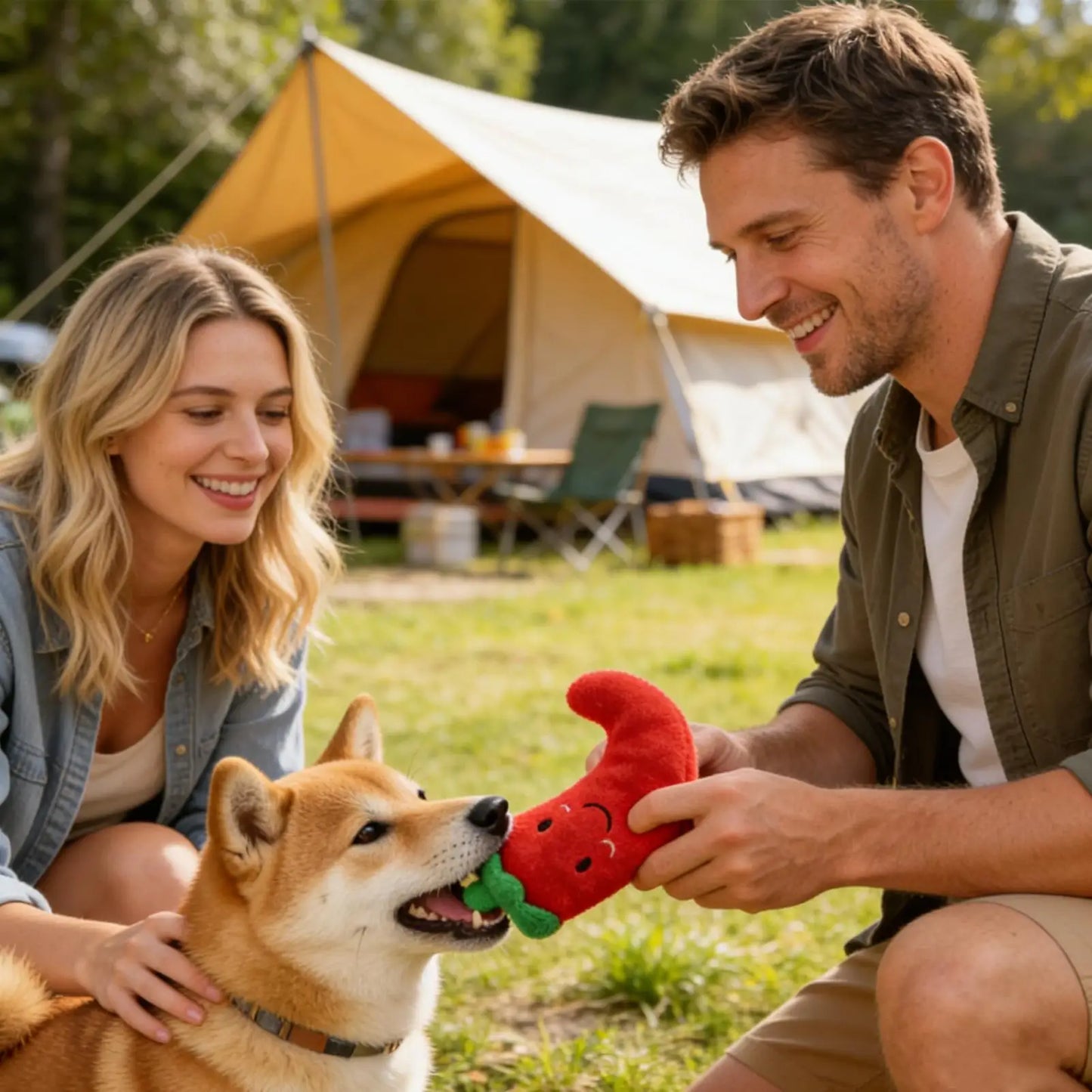 Chili-Shape Squeaky Plush Dog Toy – Bite-Resistant Chew Toy