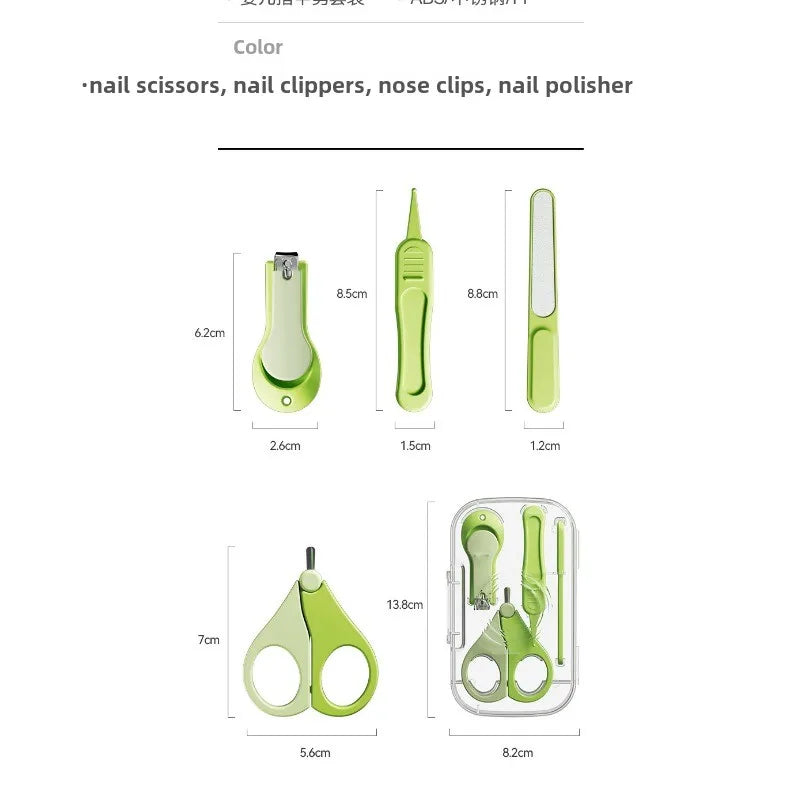 4-piece Set Baby Nail Clipper Set Stainless Steel Anti-clamping Nail Trimmer Safe for Newborn Infant Toddler Essential Care Kit Peaceful Pleasures Health and Wellness