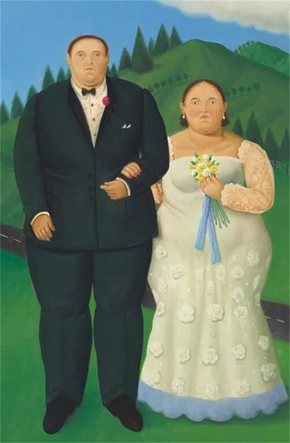 Fernando Botero Famous Oil Painting Fat Couple Dancing Posters Canvas Painting Living Room Wall Mural Picture Decoration Peaceful Pleasures Health and Wellness