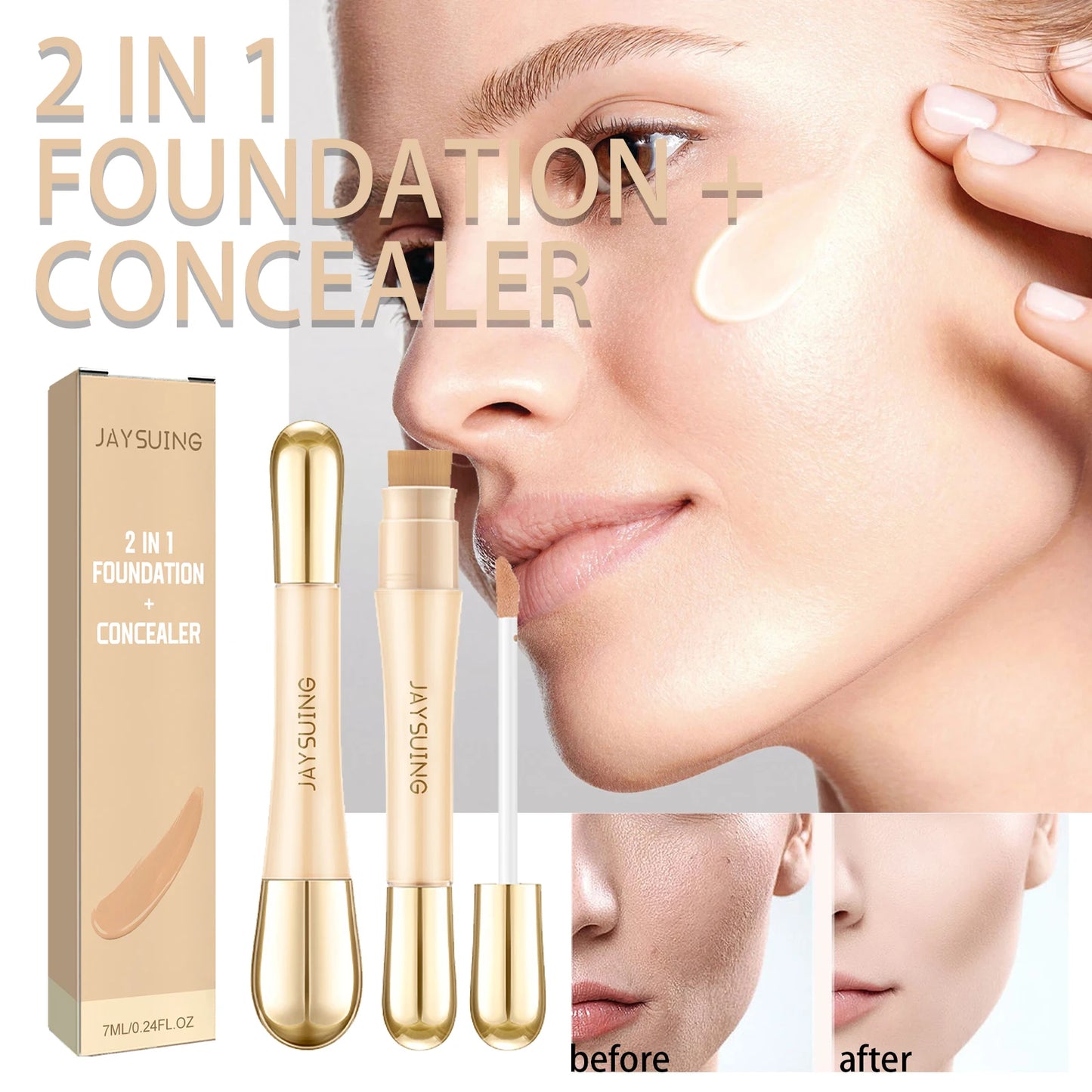 Jaysuing Dual-Ended Liquid Concealer & Foundation Wand