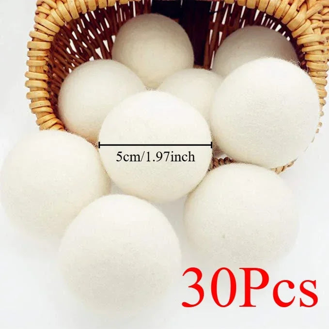 30-Pack Wool Dryer Balls – Natural Reusable Fabric Softener