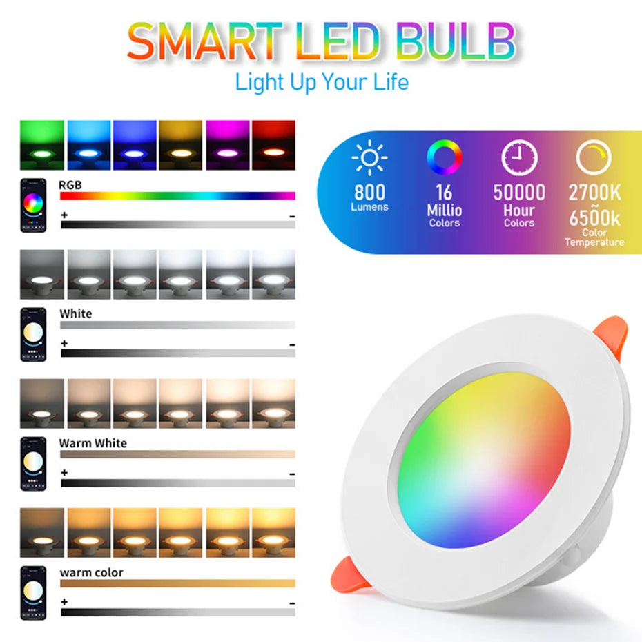 Asign 10W RGB Smart Bluetooth LED Recessed Downlight | CCT Dimmable