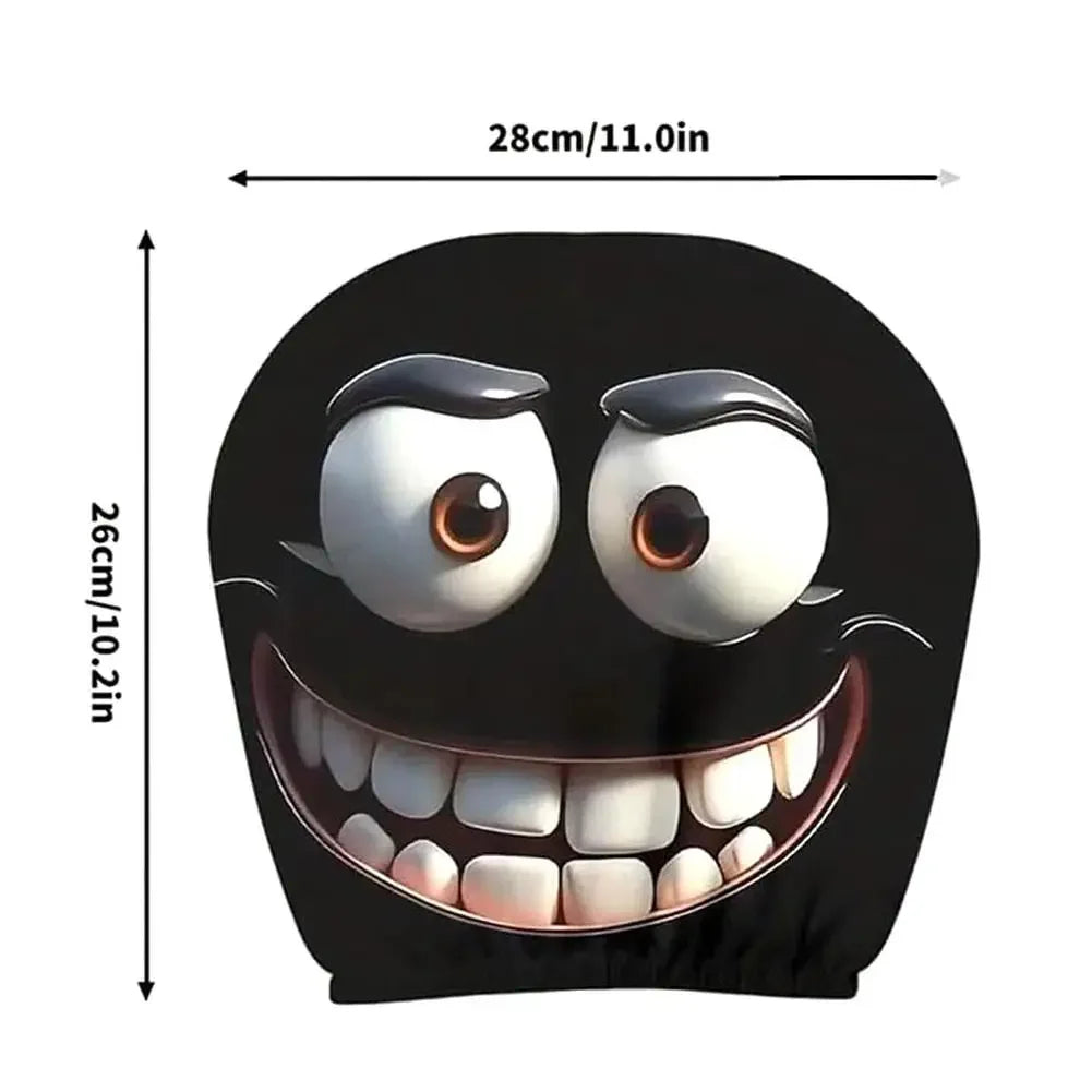 2pcs Halloween Decoration Black Skull Car Print Headrest Cover Universal Stretchy Spooky Fun Universal Head Cover Auto Parts Peaceful Pleasures Health and Wellness