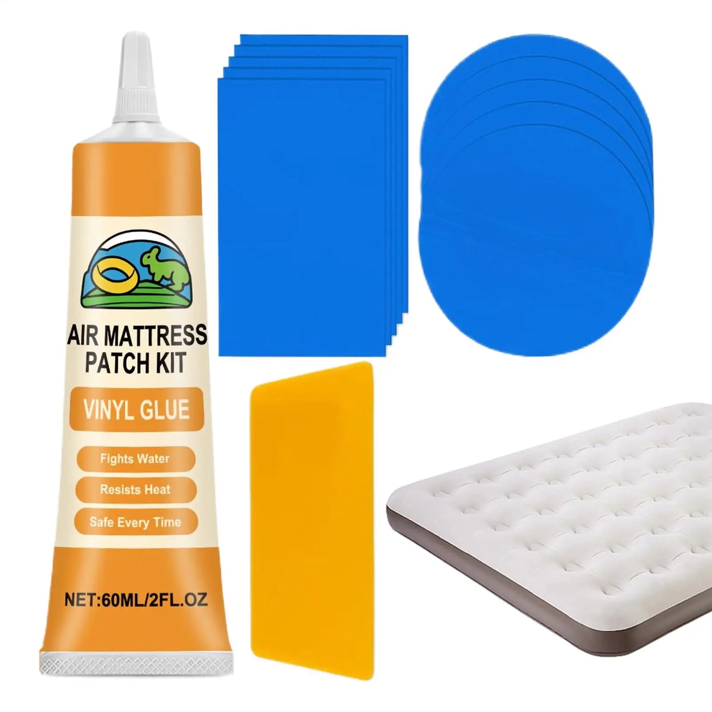 Professional Inflatable Repair Kit High-Strength Waterproof Patches & Adhesive For Air Mattress, Pool Toys, Boats & Outdoor Gear Peaceful Pleasures Health and Wellness