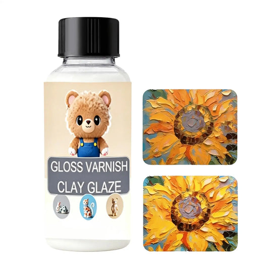 Air Dry Clay Glaze Clear Shine Varnish For Pottery Ceramic Wood Resin, Brush-On Finish Multi-Surface SealantCrafts Sculpting DIY Peaceful Pleasures Health and Wellness