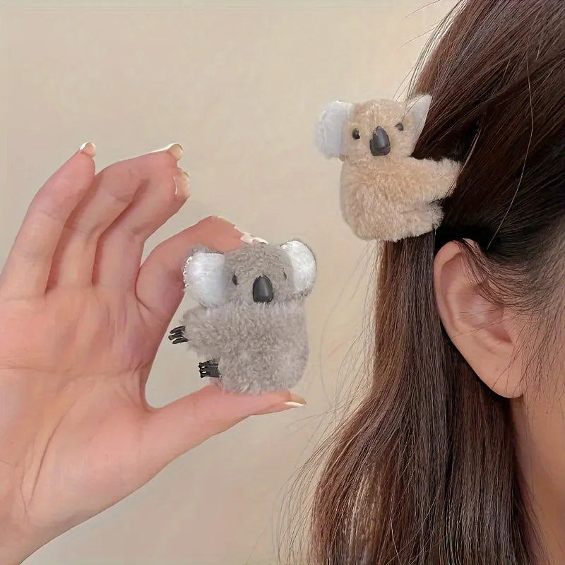 Plush Koala Hair Clips – Set of 2 Cute Animal Barrettes Hair Accessories Peaceful Pleasures Health and Wellness
