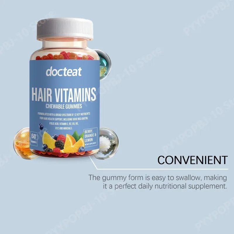 Biotin 5000mcg Hair Nail Skin Gummy Vitamins | 60 Count