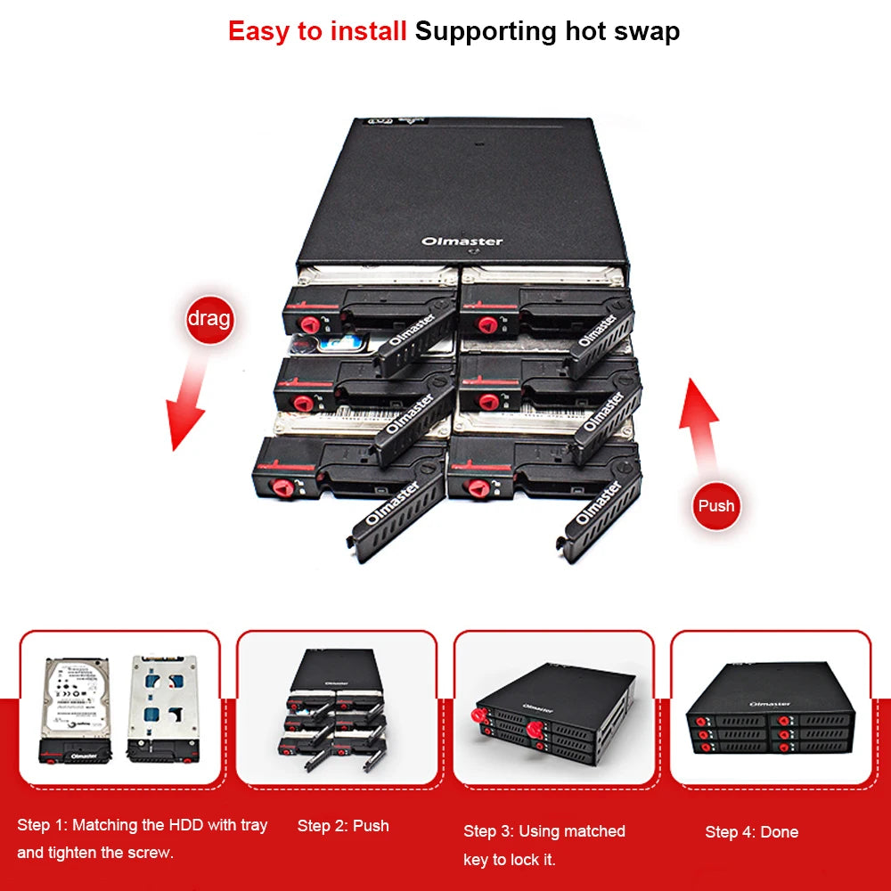 OImaster 6-Bay 2.5" SATA HDD SSD Hot-Swap Mobile Rack 6Gbps
