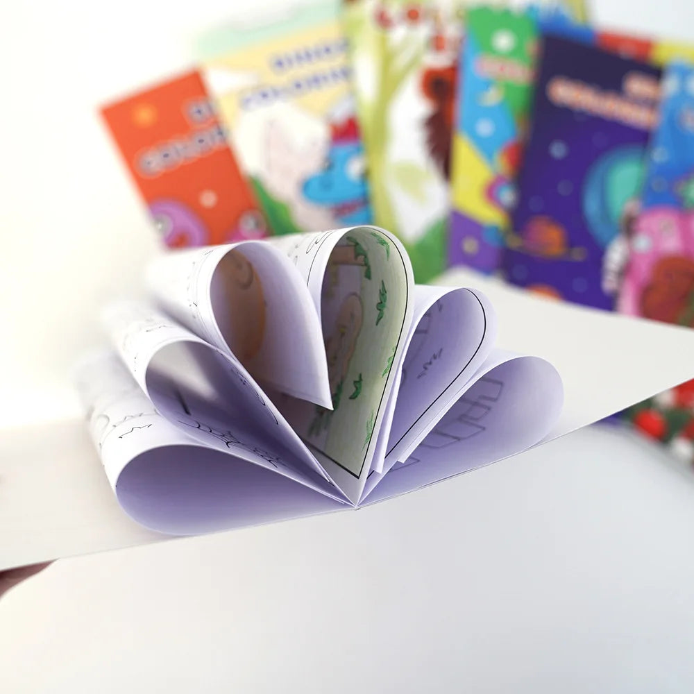 Kids Holiday Party Coloring Book 8 Theme Doodle Drawing Cartoon