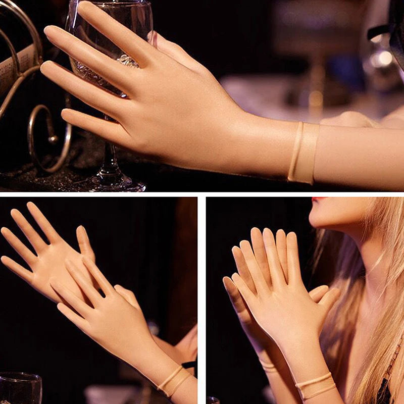 NEW Women Oil Glossy Tight Stocking Gloves Sexy High Elastic Transparent Ultra-Thin Clubwear Short Wrist Gloves Peaceful Pleasures Health and Wellness