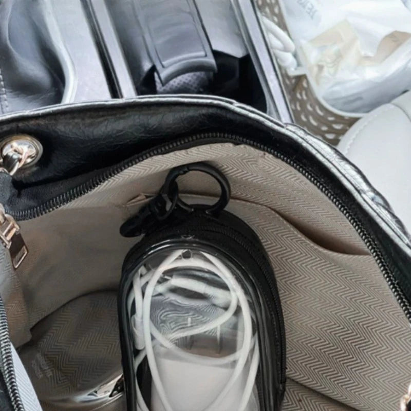 1/2pcs Portable Mini Clear Zipper Storage Bag Space-Saving Organizer for Earphones Chargers Versatile with Handy Keychain Loop Peaceful Pleasures Health and Wellness