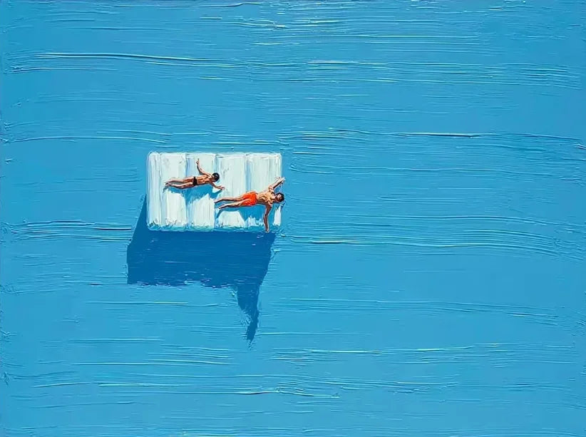 Abstract Werner Bronkhorst Painting Art Posters Prints Blue Texture Pool Swimming Minimalist Canvas Painting Modern Home Decor Peaceful Pleasures Health and Wellness