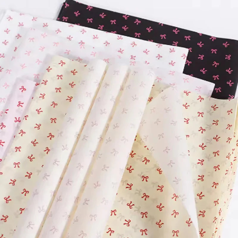 20-Sheet Floral Bow Wrapping Paper 50x70cm | Korean Gift Tissue